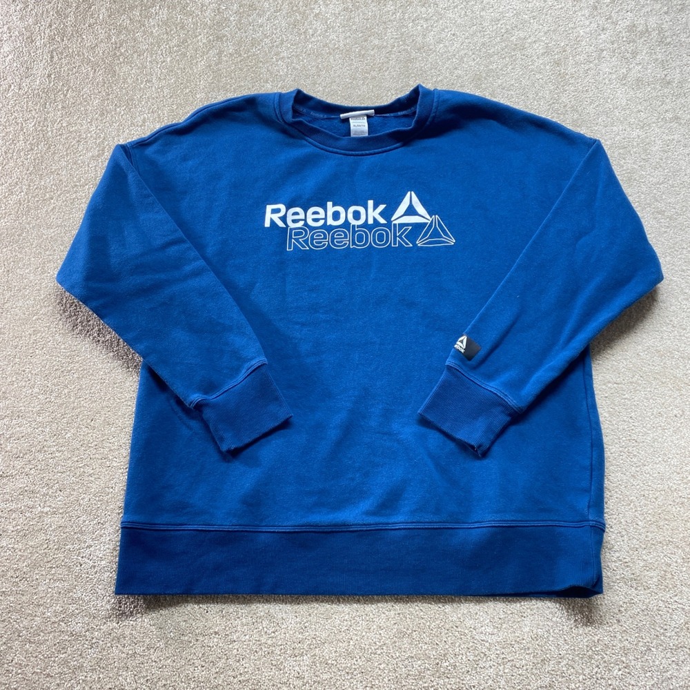 Reebok Sweatshirt Mens XL Blue Crew Neck Long Sleeve Logo Activewear‎